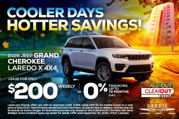 2026 Jeep Grand Cherokee Laredo X 4x4 - Lease For Only $200 Weekly OR 0% Financing For Up To 72 Months O.A.C.*
